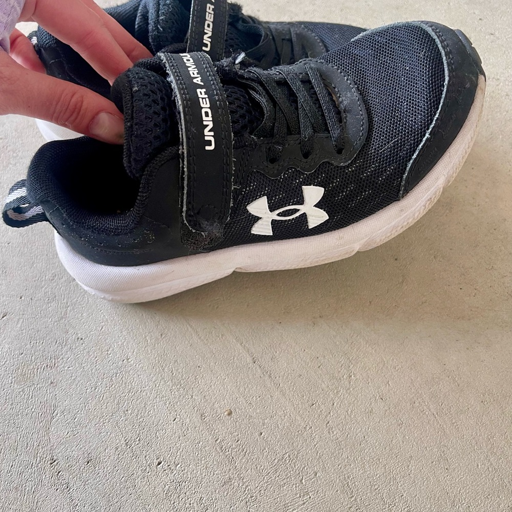 Under Armour Black and White Kids' Hook-and-Loop Sneakers